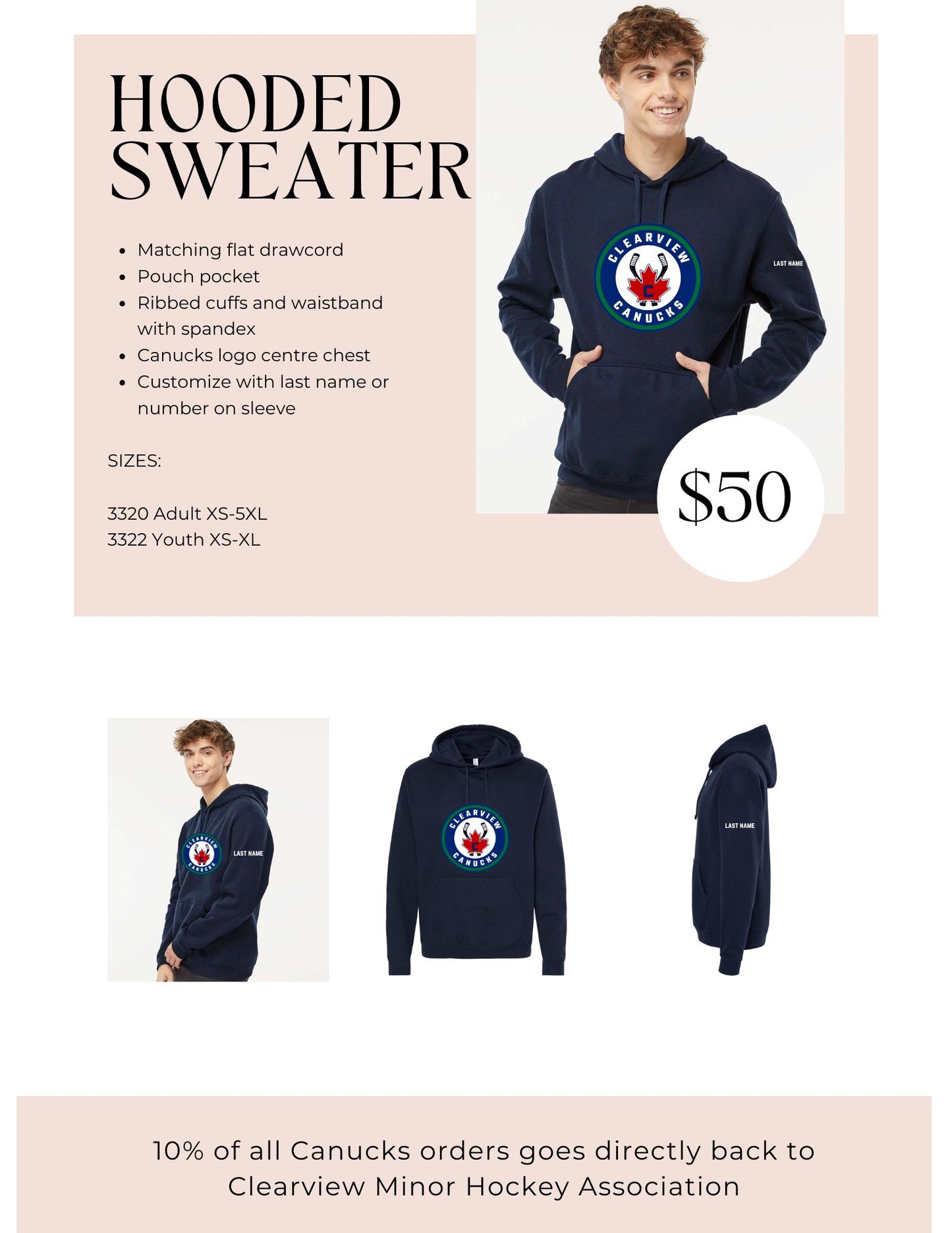 Navy Hooded Sweater (Chest Logo)